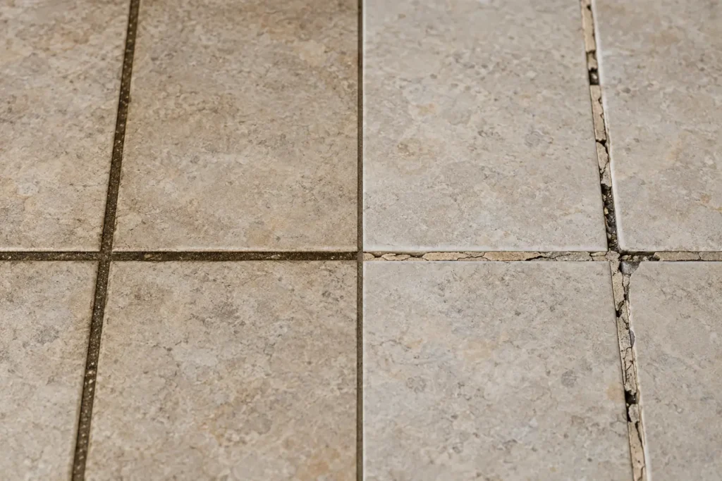 Comparison between dirty grout and damaged grout