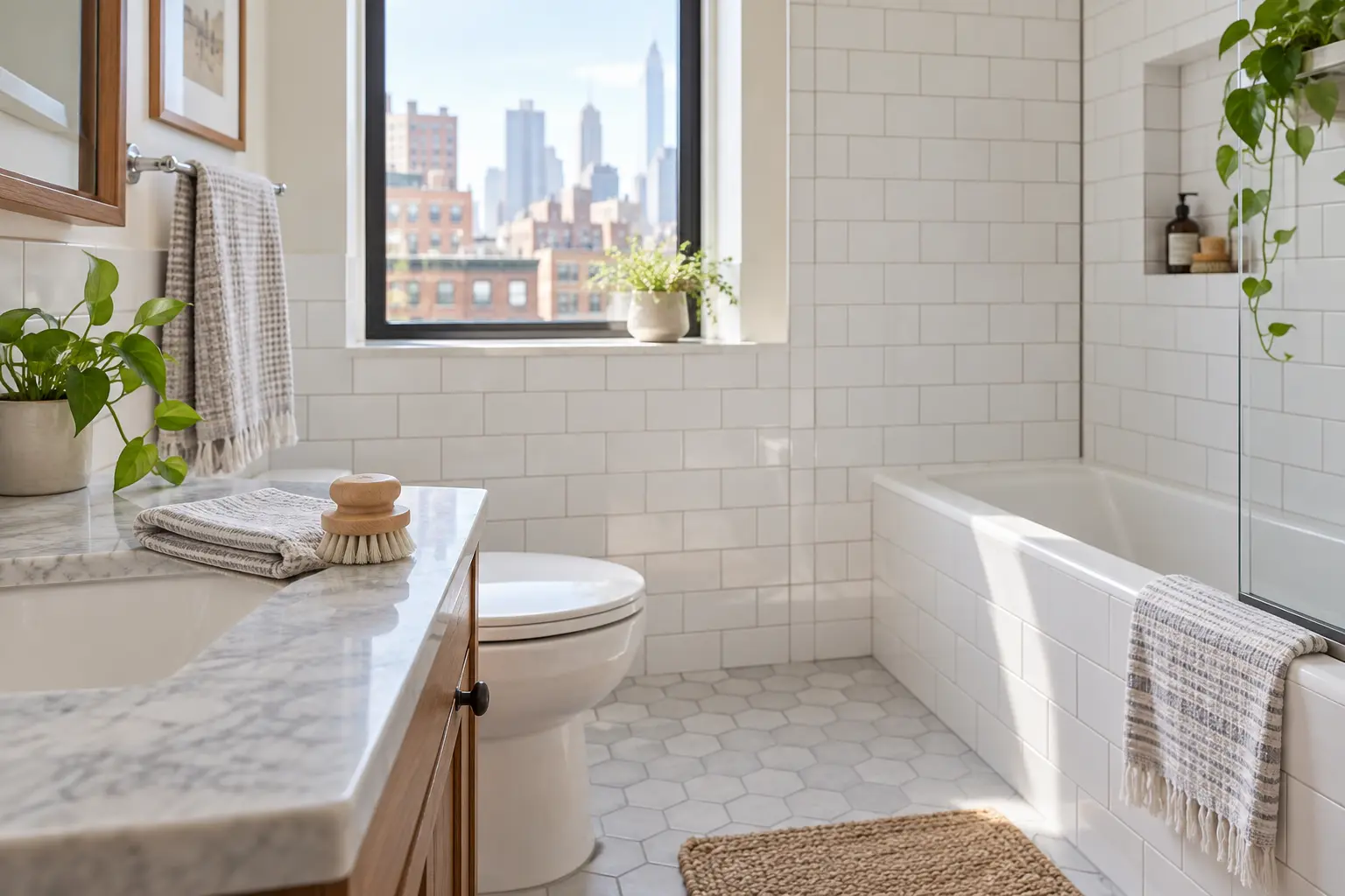 Clean tile and grout maintained between professional cleanings